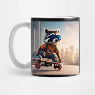 skatebourder raccoon Mug